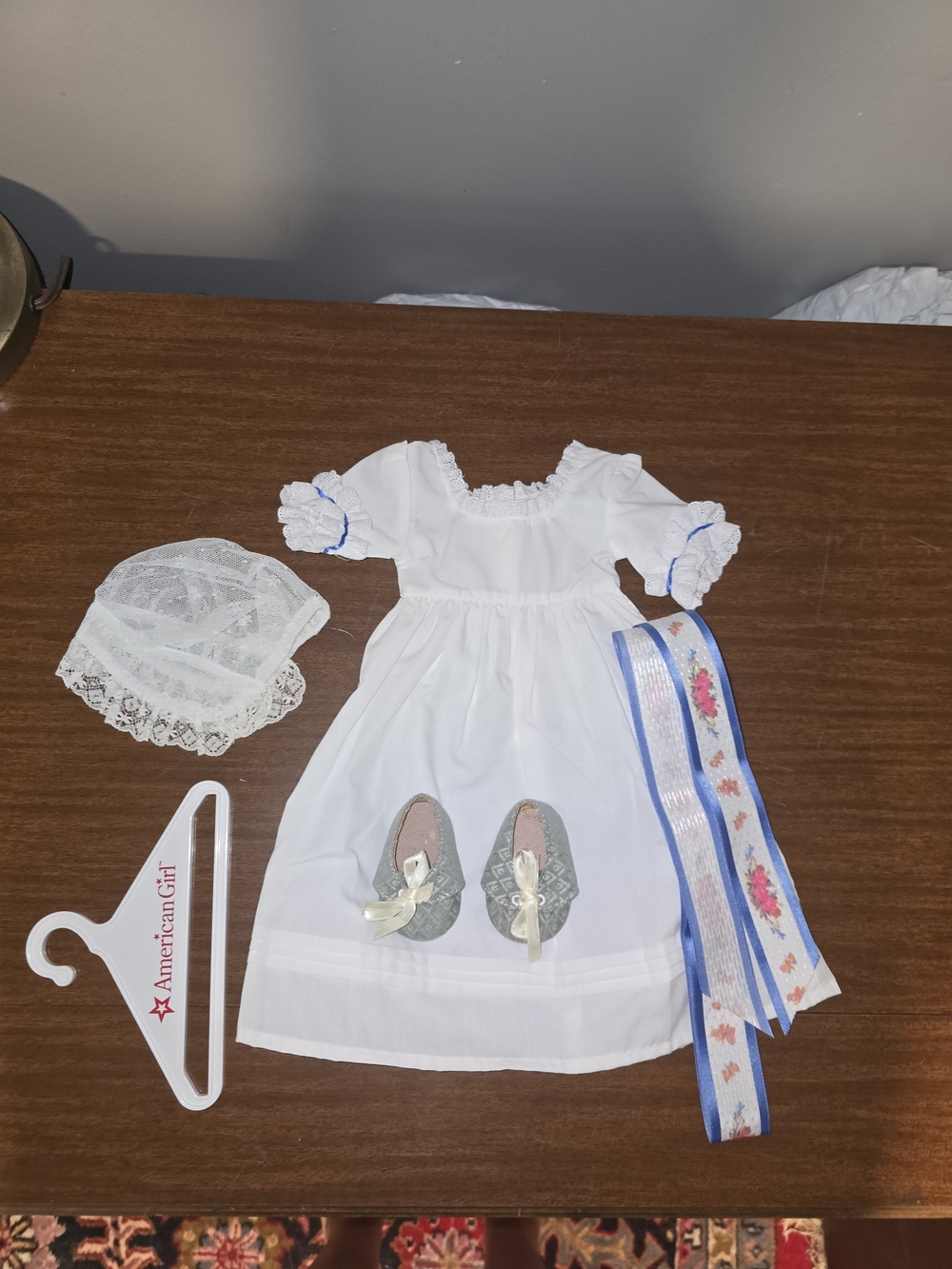 1994 Felicity Pleasant Summer Outfit American Girl Doll Dress Shoes Sash Cap